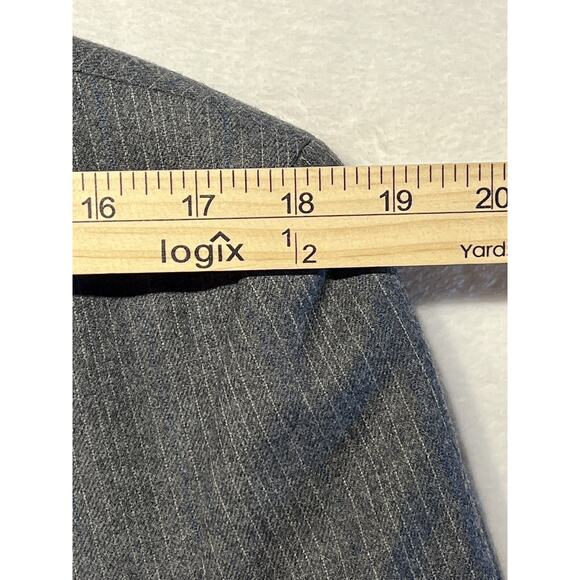 Vintage Fratelli Uomo 40-42L Gray Muted Cobalt Blue Stripe Blazer Flannel Finish - Picture 11 of 15